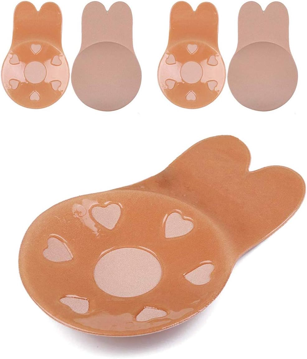 Breast Lift Nipplecovers Adhesive Invisible Backless Sticky Bra 2 Pack C Cup Beige
