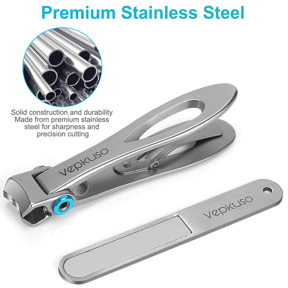 Thick Toenail Clipper – Vepkuso Wide Jaw Opening Oversized Stainless Steel Toenail Cutter with Nail File For Thick Nail, Extra Large Fingernail Toenail Trimmer for Men&Women : Beauty