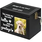 Pet Memorial Urns for Dog or Cat Ashes, Wood Dog Urns for Ashes, Pet Urn with Photo Frame, Memorial Keepsake Memory Box with Key and Lock, Personalized Pet Cremation Urn, Keep Your Pet Close Forever