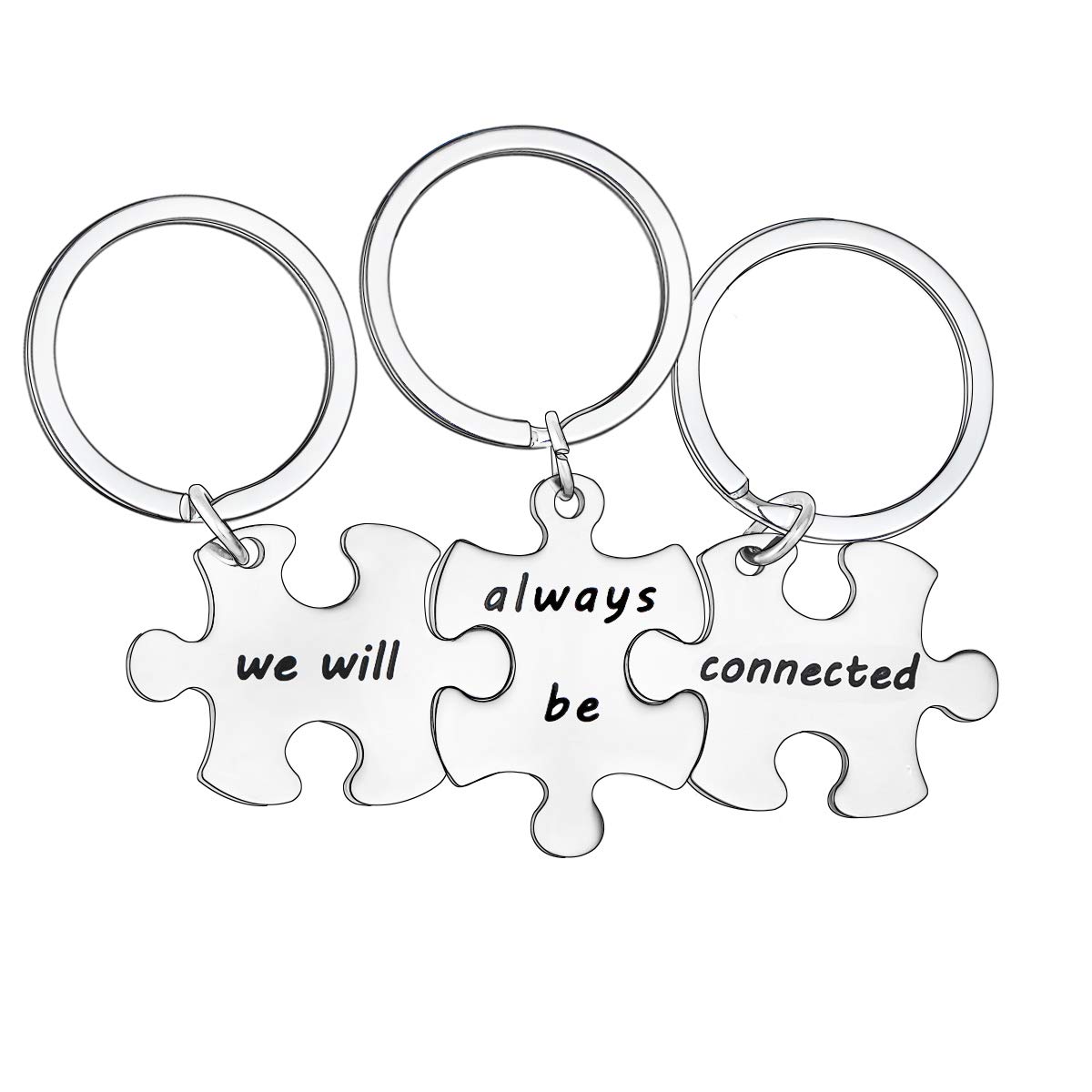 MADHAHEFU 3PCs Best Friends Gifts We Will Always Be Connected Matching Keychain Set for Friends Long Distance Friendship Gifts (We will always be connected)