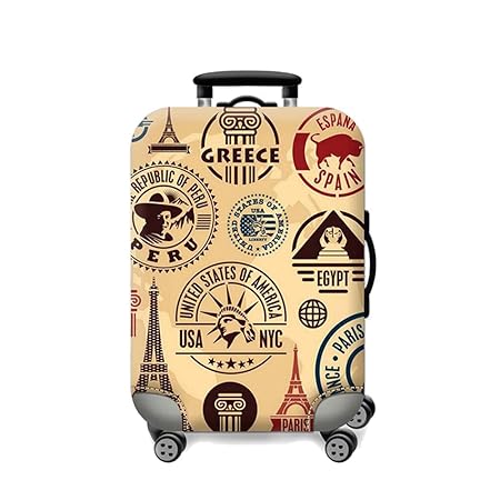 Dwayne C Fabric Covered Printed Waterproof Luggage Protective Cover (Medium)