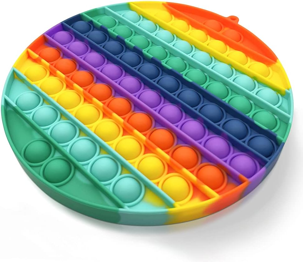 OCACA Big Size Fidget Pop Toys, Pop Up It Push Bubble Sensory Toys to Relieve Stress & Anxiety for Special Education School Supplies, Kids and Adults, Rainbow 7.9 inch (Rainbow, Circle) : Office Products