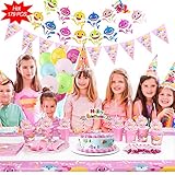 179 Pcs Pink Baby Shark Party Supplies Set & Tableware Kit | Birthday Decorations Bunting, Disposable Paper Plates, Cups, Napkins, Straws, Plastic Table Cloth, & BONUS Baby Shark Balloons Baby Shark Tattoo Stickers