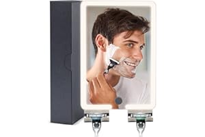 Jadazror Home Mirror, Heated Shower Mirror for Shaving with Light (7.8x5.3in), Fogless Shower Mirror, Wall Mount, 2 Razor Holders