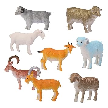 ROSENICE 8pcs Mini Farm Animal Figures Toy Sheep Goat Toy Figure Set