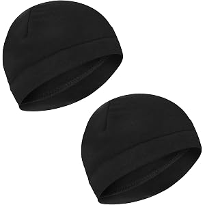 Ocapind 2 Pack Breathable Night Sleep Hats Caps Cotton Skull Caps Black | Running Beanie, Helmet Liner, Cooling Cycling Headw