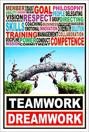 TEAMWORK DREAM WORK MOTIVATIONAL wall decal Poster for Room (WIDE 35" X 23" INCH) D1