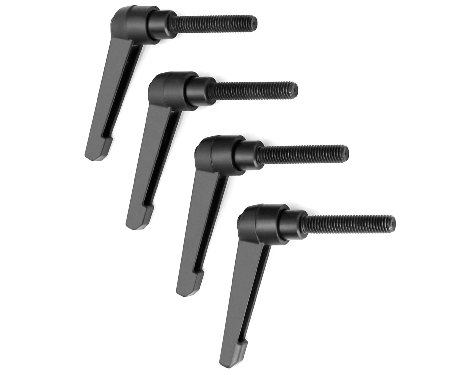 QWORK® 4 Pcs Clamping Lever Handle M8 Alloy Male Thread Adjustable Handles Black (40mm)