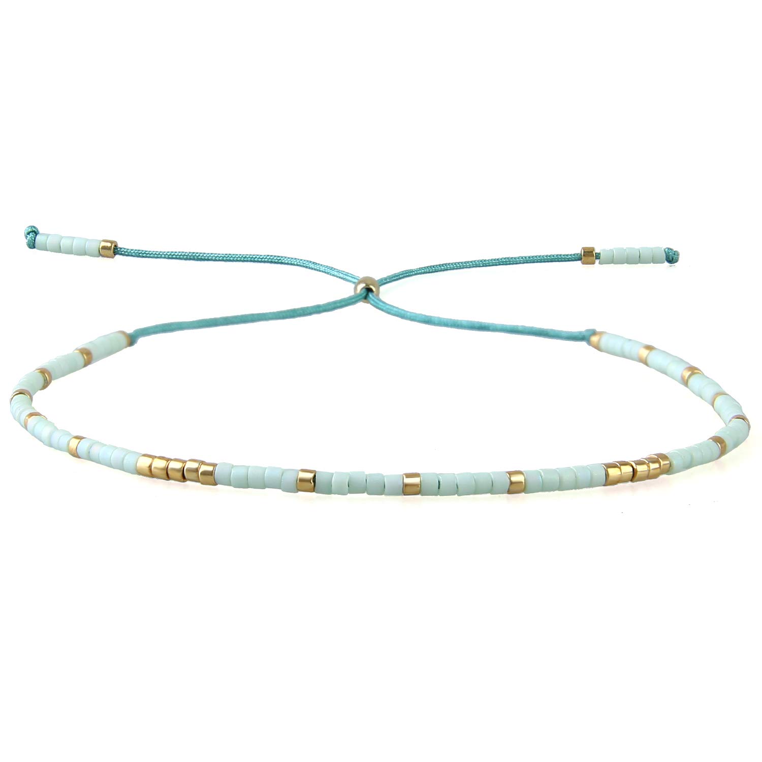 KELITCH New Miyuki Seed Bead Wrap Bracelets Woven Bohemian Friendship Bracelets Bangles for Women (Light Green M)