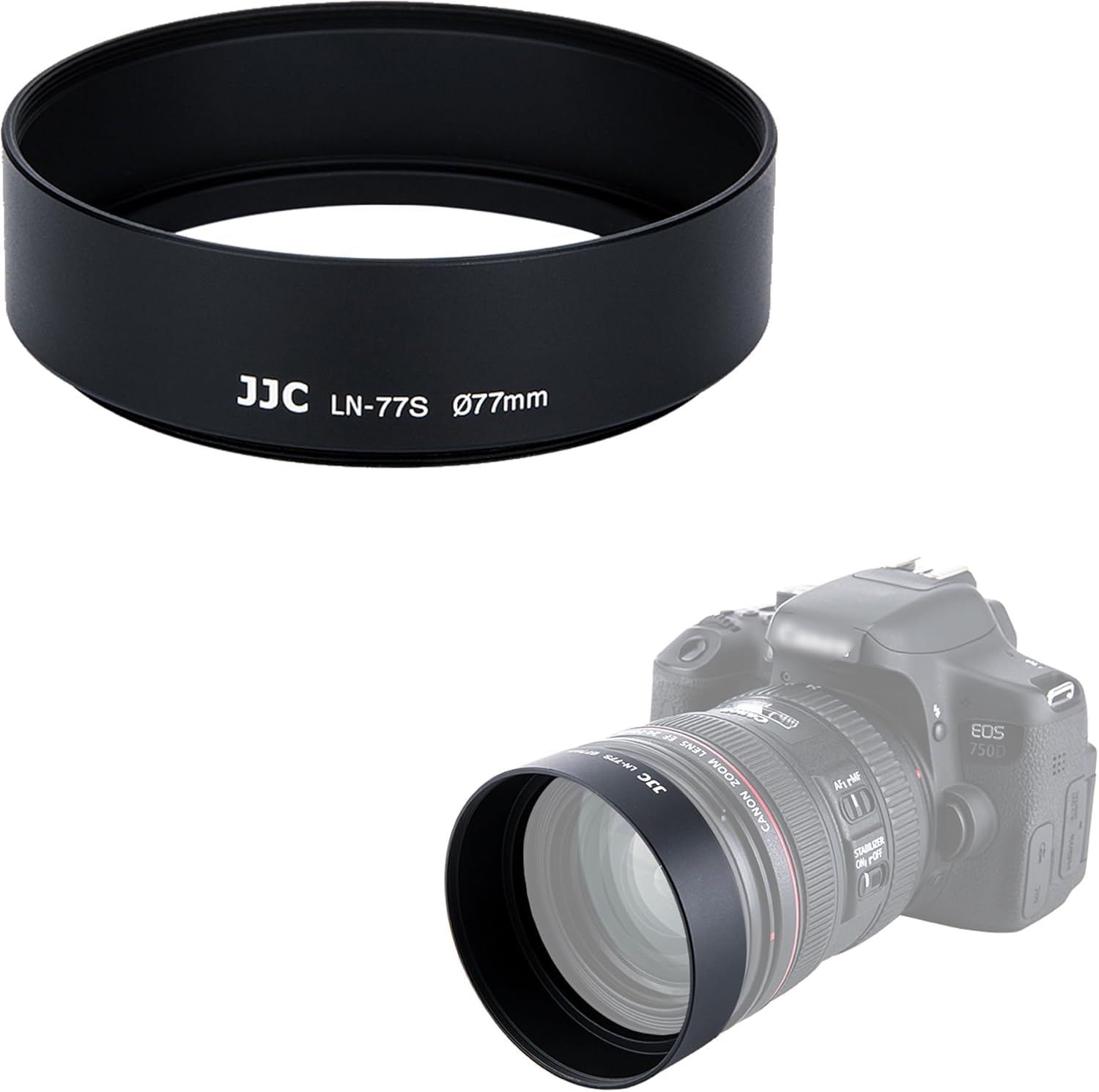 JJC 77mm Screw-in Standard Metal Lens Hood Univeral for 77mm Thread Lens, as for Canon EF 24-70mm f/4L is USM,EF 24-105mm f/4L is USM, Nikkor 24-70mm f/2.8G ED Lens
