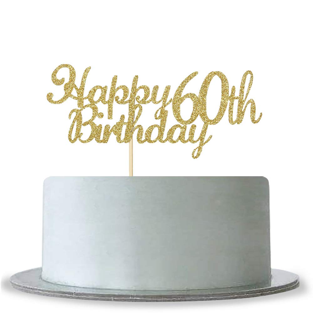 Amazon Com Webenison Happy 60th Birthday Cake Topper Gold Glitter - amazon com webenison happy 60th birthday!    cake topper gold glitter cheers to 60 years hello 60 retirement party !   cake topper anniversary party