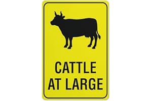Cattle at Large Icon Sign Outdoor Signs Aluminum 12X8 Inch for House and Business