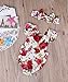 Newborn Kids Baby Girls Clothes Floral Jumpsuit Romper Playsuit + Headband Outfits (A-Red, 18-24 Months)