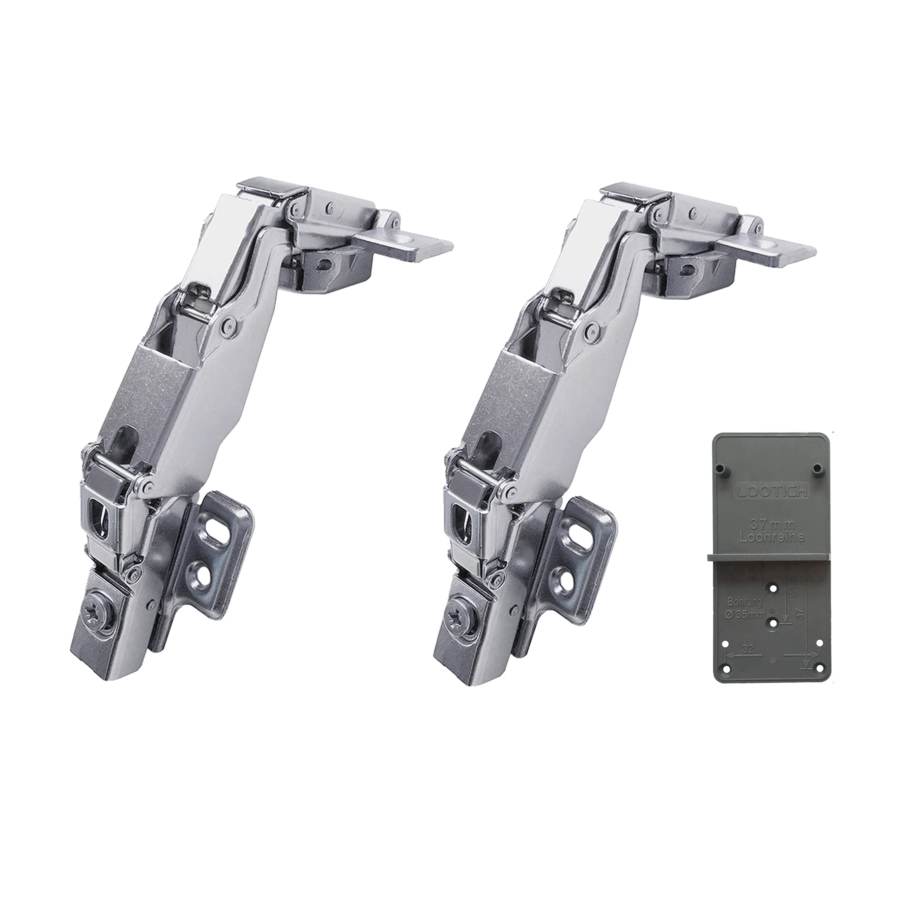 LOOTICH 165 Degree Full Overlay 35mm Hinges with Hydraulic Damper for Kitchen Cabinet Cupboard Wardrobe Door Metal Soft Close Hinge with Cushioning and Buffering Pack of 2