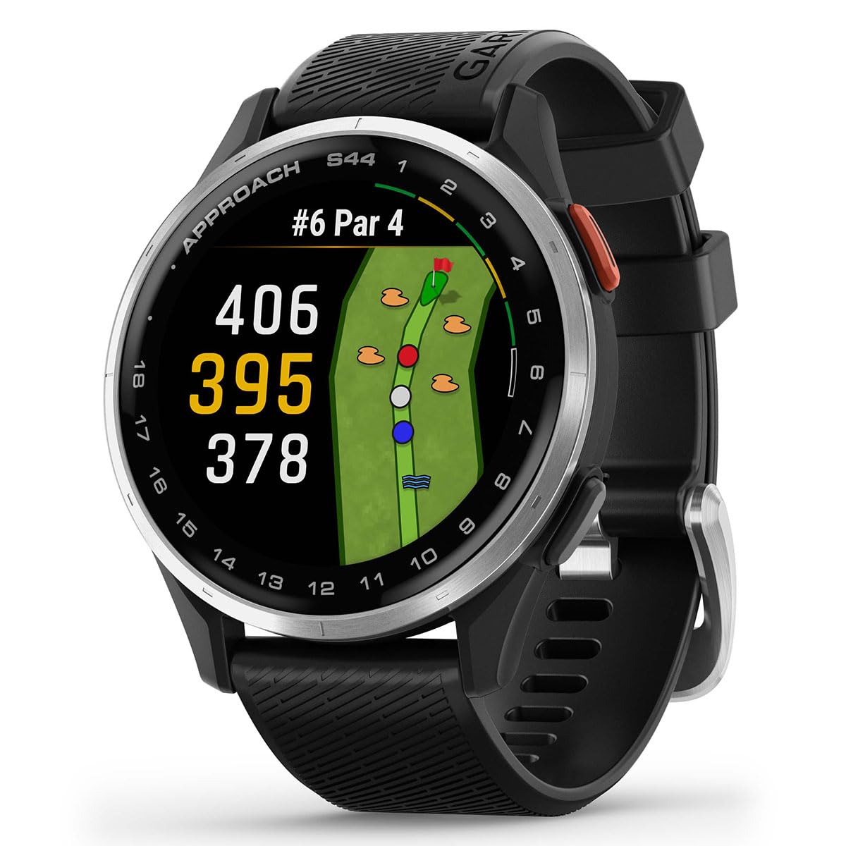 Garmin Approach S44 (Silver/Black) Golf GPS Smartwatch Bundle - 1.2