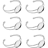 MIAO JIN 6 Pcs 25 mm Adjustable Round Cabochon Bezel Tray Blank Bangle for Crafting DIY Bracelets Making