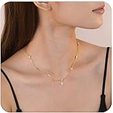 LUXU kisskids Gold Necklace for Women Four Leaves Clover Charm Dainty Pendant Stainless Steel Cubic Zirconia Necklaces for Women Lucky Statement Hypoallergenic Cute Trendy Jewelry for Women