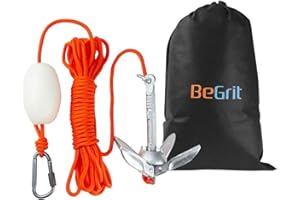 BeGrit Kayak Anchor Small Boat Anchor Folding Marine Anchor for Fishing,Kayak,Paddle Board,Canoe,Jet Ski, with 32.8 ft Anchor Tow Rope Carrying Bag