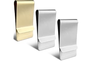 Tienyuu 3-Pack Small Men’s Slim Money Clip – Stainless Steel Credit & Business Card Holder, Pocket Cash Wallet (Silver & Gold)