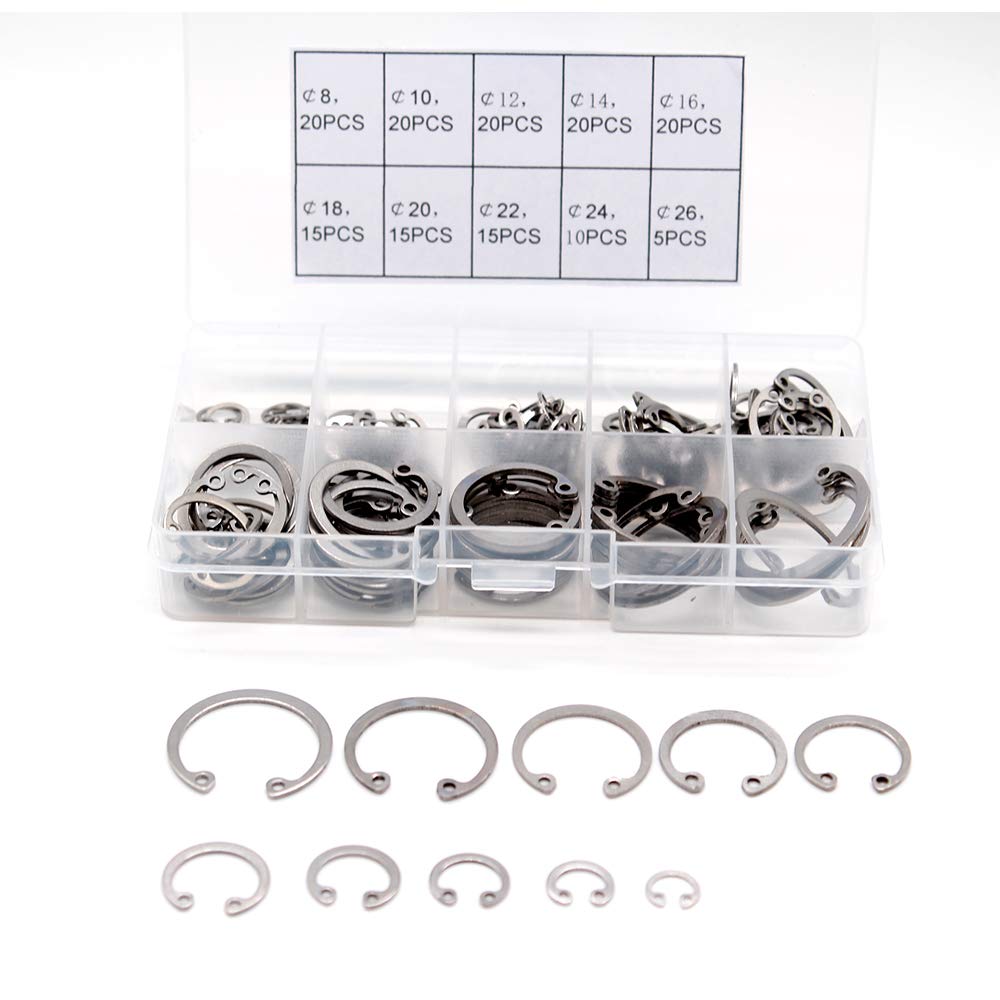 160PCS Metric 304 Stainless Steel CClips Internal Retaining Ring
