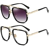 Dollger Oversized Square Aviator Sunglasses for Men Pilot Shades Gold Frame Retro Sun Glasses
