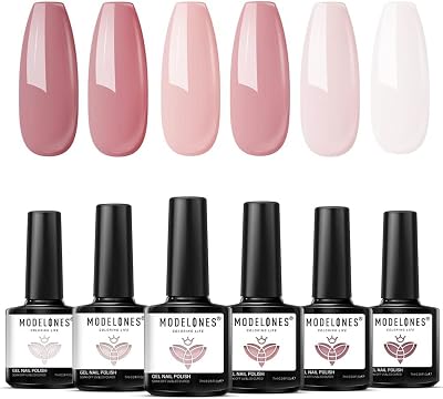 Modelones Gel Nail Polish 6 Colors Nude Pink Set 7ml Soak Off
