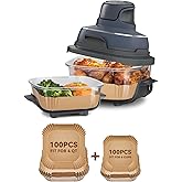 Air Fryer Paper Liners for Ninja Crispi Glass Air Fryer FN101GY/FN101CGY, Set of 200PCs, 100pcs Large for 4-QT & 100pcs Small