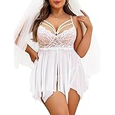 Avidlove Babydoll Lingerie for Women Strappy Nightdress Sexy Nightgowns Bridal Chemise Plus Size Lace Langeray L-4XL