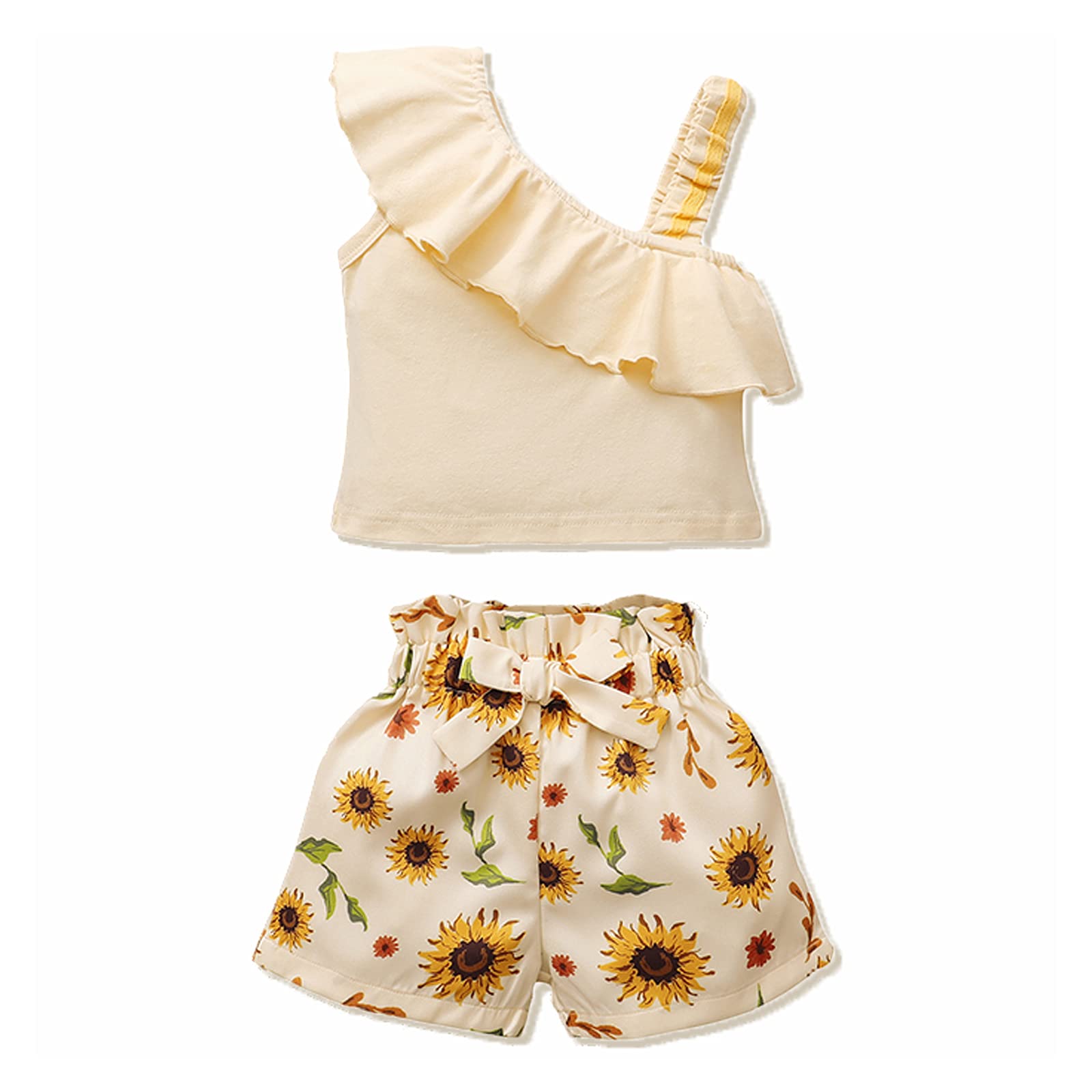 Photo 1 of ***MISSING SHIRT*** DISAUR Toddler Girl Spring Clothes Apricot t-Shirt+ Sunflower Printed Shorts Baby Girl Summer Outfit 18-24 Months 2t