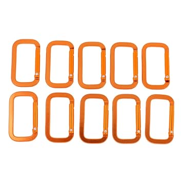 NF&E 10 Pieces Rectangle Shape Snap Locking Carabiner Key Hook Climbing Camping Hiking Backpack Outdoor Equipment