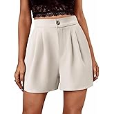 Febriajuce Women High Waisted Dressy Shorts Wide Leg Summer Casual Flare Short Pants with Pockets