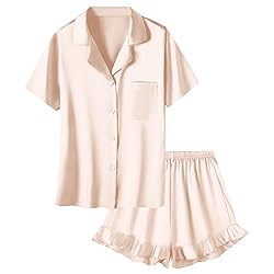 Umeyda Girls Satin Silky Collar V Neck Ruffle Short