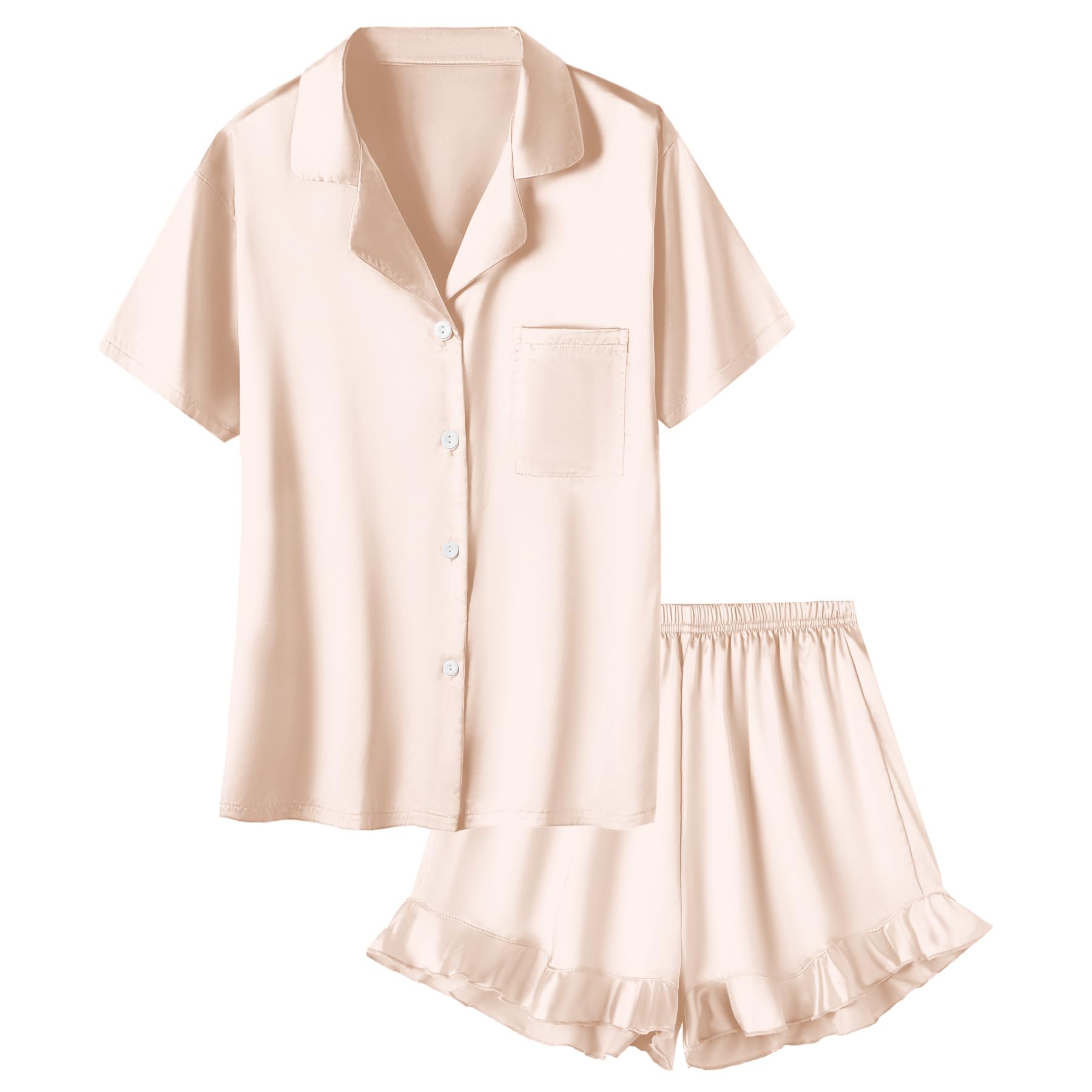 Umeyda Girls Satin Silky Collar V Neck Ruffle Short
