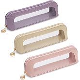 Yivioep 3 Pcs Clear Makeup Brush Bags with Zippers | Waterproof, wipe-clean PVC design in three colors for cosmetics, toiletries, pens and travel essentials