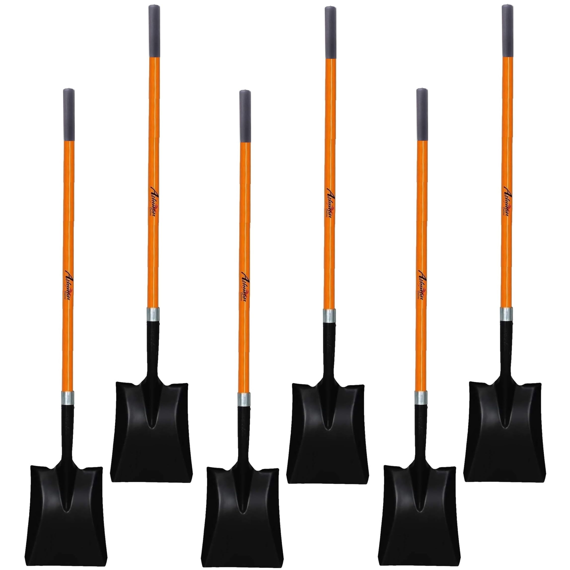 Ashman Heavy-Duty Transfer Shovel (6 Pack) with 47-Inch long Durable Handle and Blade- Ideal for Construction, Landscaping, Gardening, and Snow Removal- Durable, Rust-Resistant, and Multipurpose Scoop Image