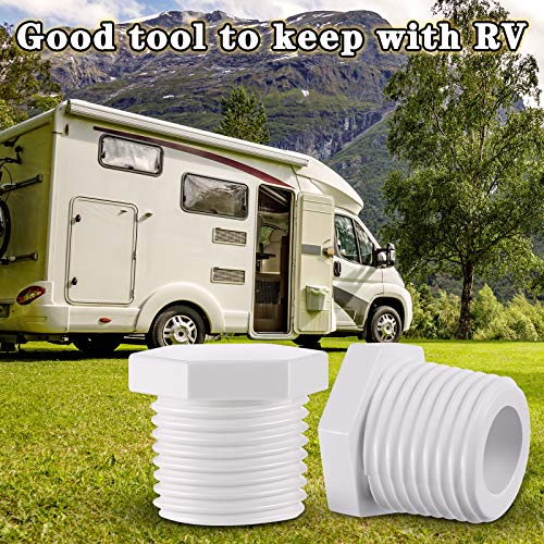 6 Pieces RV Hot Water Heater Drain Plug with Tape, 1/2 Inch NPT Drain