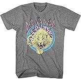 Def Leppard Rock Band Logo & Leopard Retro Style Adult Short Sleeve T Shirt Graphic Tees