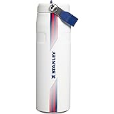 STANLEY IceFlow Flip Straw 2.0 Bottle, 24 oz, Team White Dark Blue | Easy Carry Handle | Twist On Lid and Flip Up Straw | Lightweight Water Bottle | Insulated Stainless Steel | BPA-Free