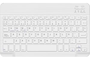 SENGBIRCH Spanish Ñ Bluetooth Keyboard for iOS iPad, iPad Pro, iPad Air, Mac, Android Tablet Samsung Galaxy, Xiaomi Pad 5, Huawei, Lenovo (White)