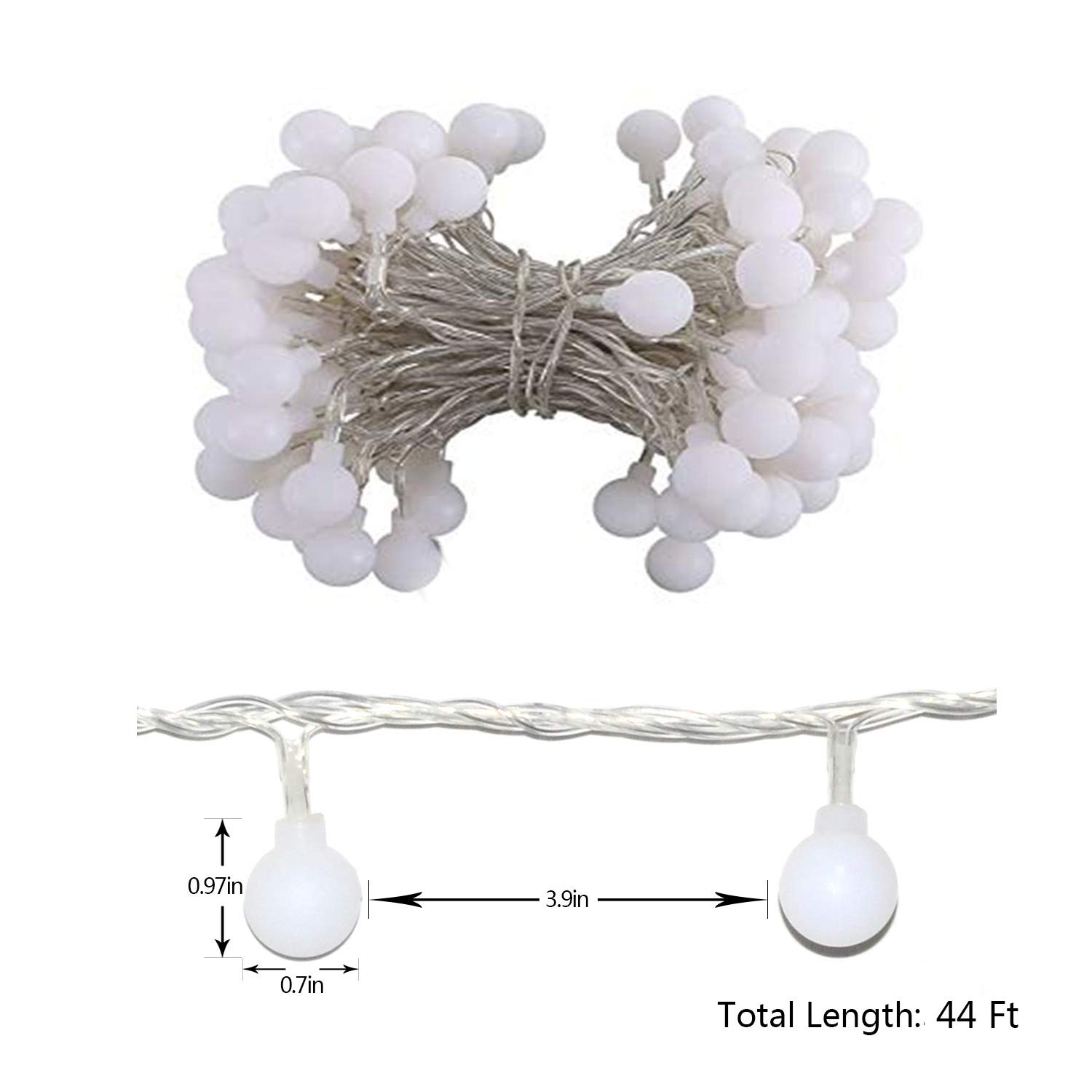 LED Globe String Lights EVXVE 100 Colored Mini Lights 8 Modes Waterproof Fairy Lights For Indoor & Outdoor Home Garden Patio Party Holiday Christmas Decoration (44Ft )