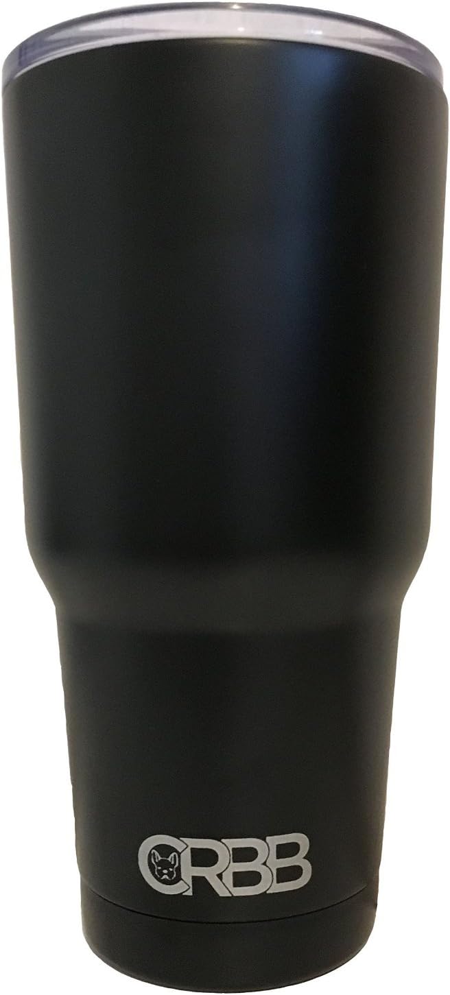 30oz Commercial Grade Stainless Steel Insulated Rambler Tumbler - Classic Black Finish - Double Wall Vacuum Sealed to Keep Drinks ICE Cold or Steaming Hot