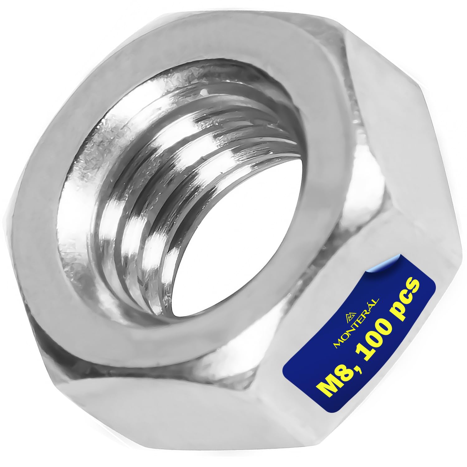 100 Pieces Nut M8 Type ISO 4032 Made of Galvanised Steel - Warranty 10 Years – MONTERAL