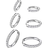 ENVYOU 316L Surgical Steel Huggie Hoop Earrings,Dainty Pave Cubic Zirconia Cartilage Tiny Earring for Sensitive Ears Hypoallergenic Lightweight for Women Men