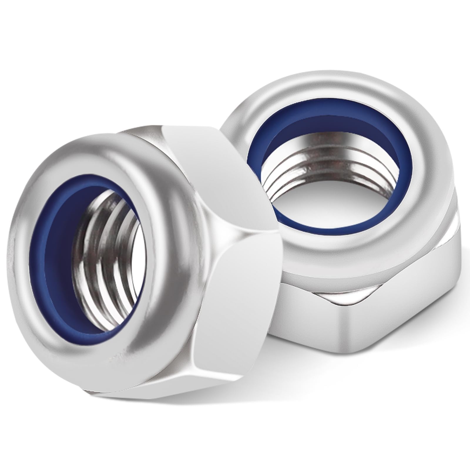 TA-VIGOR 25Pcs M4 Nylon Hex Lock Nuts, 304 Stainless Steel Nylon Insert Self-locking Nuts, Hexagon Threaded Nyloc Nut for Lock Washers Bolts Screws