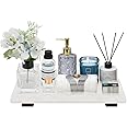 Winmien Bathroom Vanity Tray and White Marble Kitchen Soap Tray, Luxurious Small Accessory for Table/Countertop (Black-Rectangle, 10" x 6" x 1")