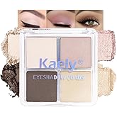 Kaely Powder Eyeshadow Quad, Natural Nude Shimmer Eyeshadow Palette Makeup, Neutral Eye Shadow Palette for Older Women Pigmen