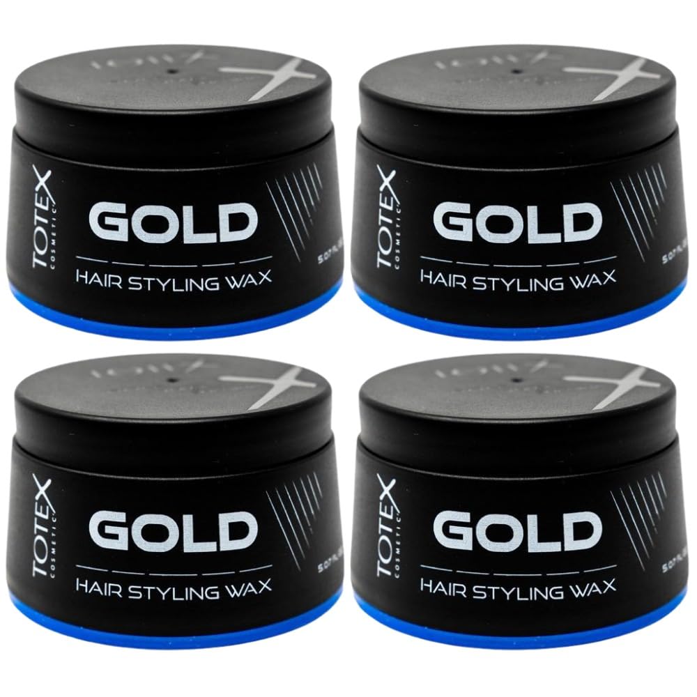 Totex Hair Styling Gold Wax Men 4x150ml Pack | Strong Hold Hair Wax | Shine Finish Texture Paste | Long Lasting Barber Styling Wax | Professional Hair Defining Wax for Men