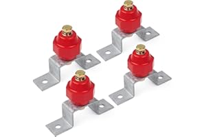 4PCS 2500V Standoff Insulators with Ground Bus Bar Mounting Brackets (2" Red Insulator)