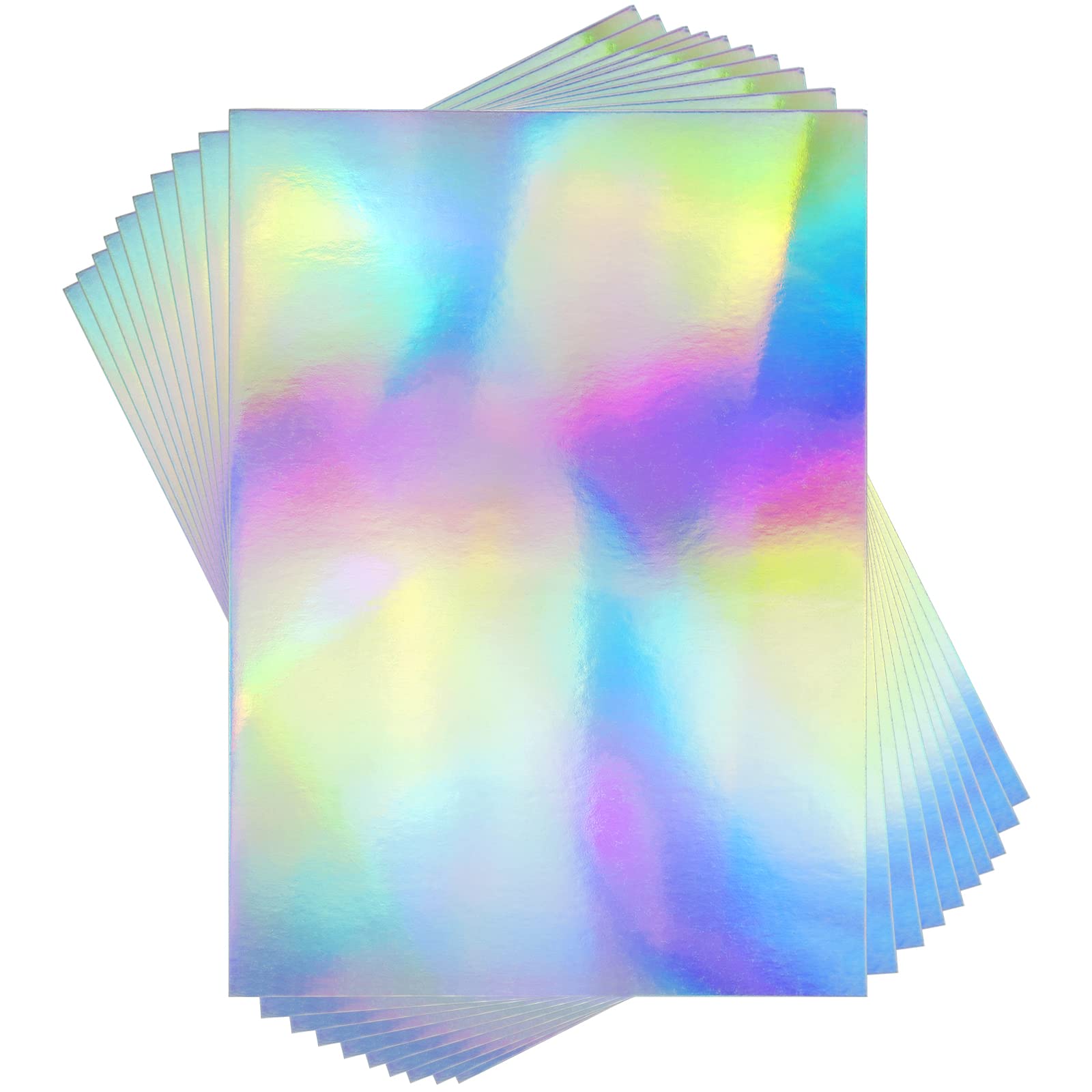 STRBOXONG A4 Holographic Silver Card 250gsm 297mm x 210mm Metallic Rainbow Cardstock Foil Paper for Arts and Crafts Scrapbooking Shimmer Mirror Finished Shiny Sheets (10 Sheets)