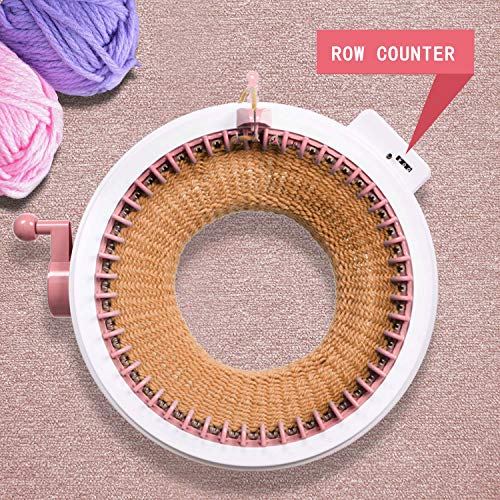 Knitting Machine with Row Counter, 48 Needles Smart Weaving Loom Round Knitting Machines, Knitting Board Rotating Double Knit Loom for Sock/Hat, Weaving Loom for Adults or Kids